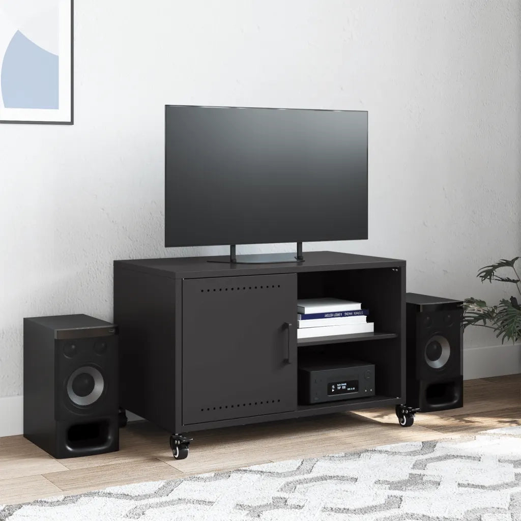 Mobile TV Nero 68x39x43,5 cm in Acciaio