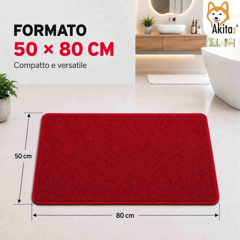 Akitaink Tappeto Multiuso in Microfibra 50x80 cm Rosso