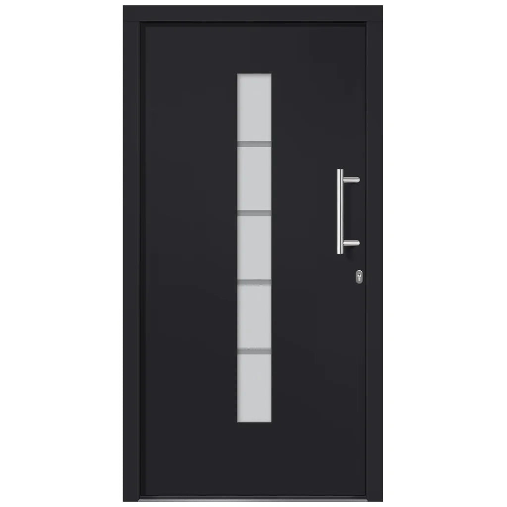 Porta d'Ingresso in Alluminio e PVC Antracite 110x210 cm