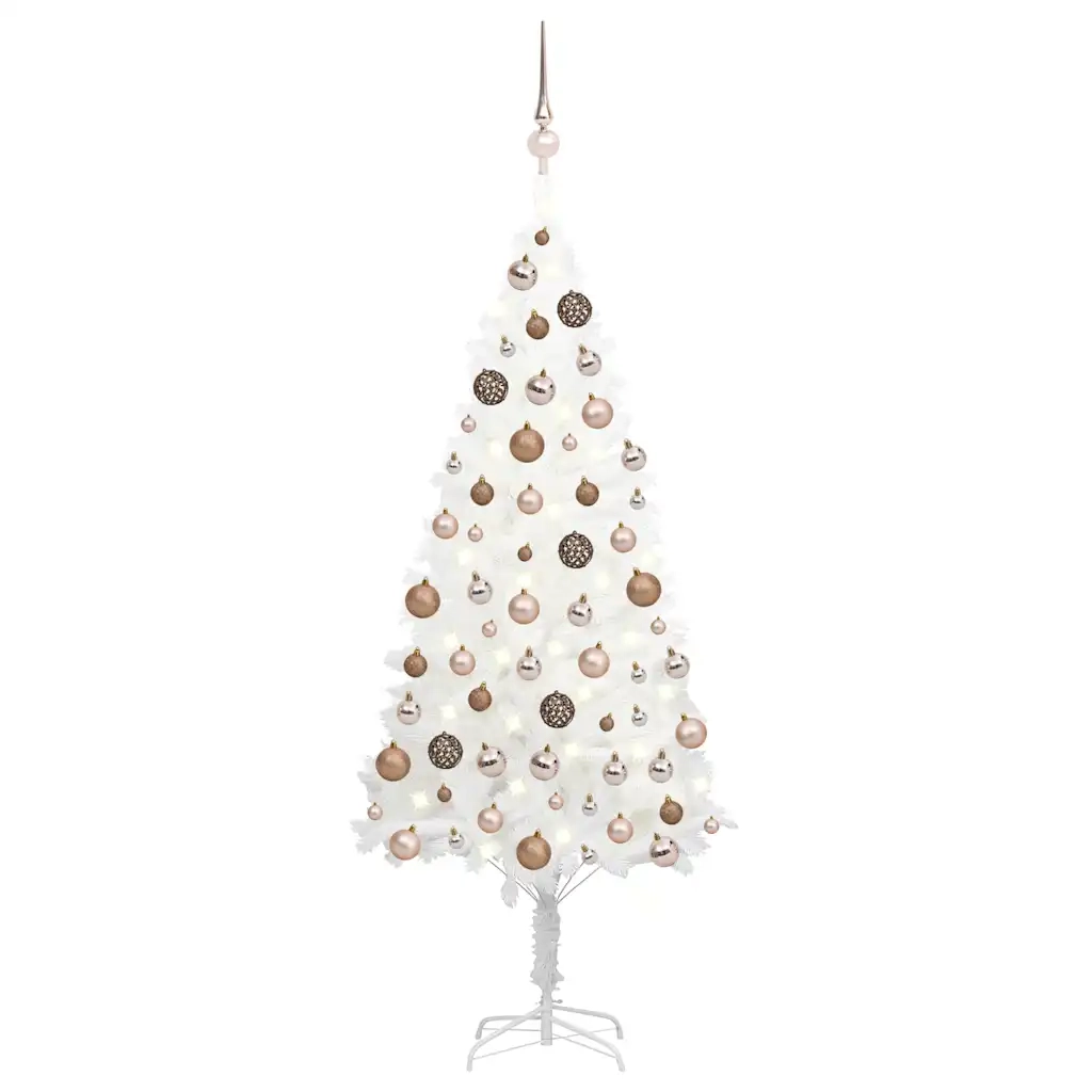 Set Albero Natale Artificiale con LED e Palline Bianco 150 cm   cod mxl 35774