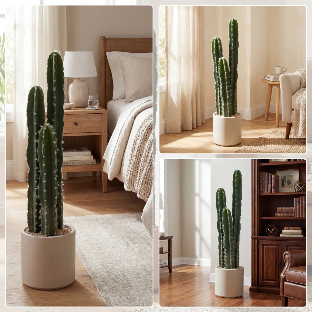 Pianta artificiale cactus grande 95 cm con vaso ¨C zephmum ¨C verde