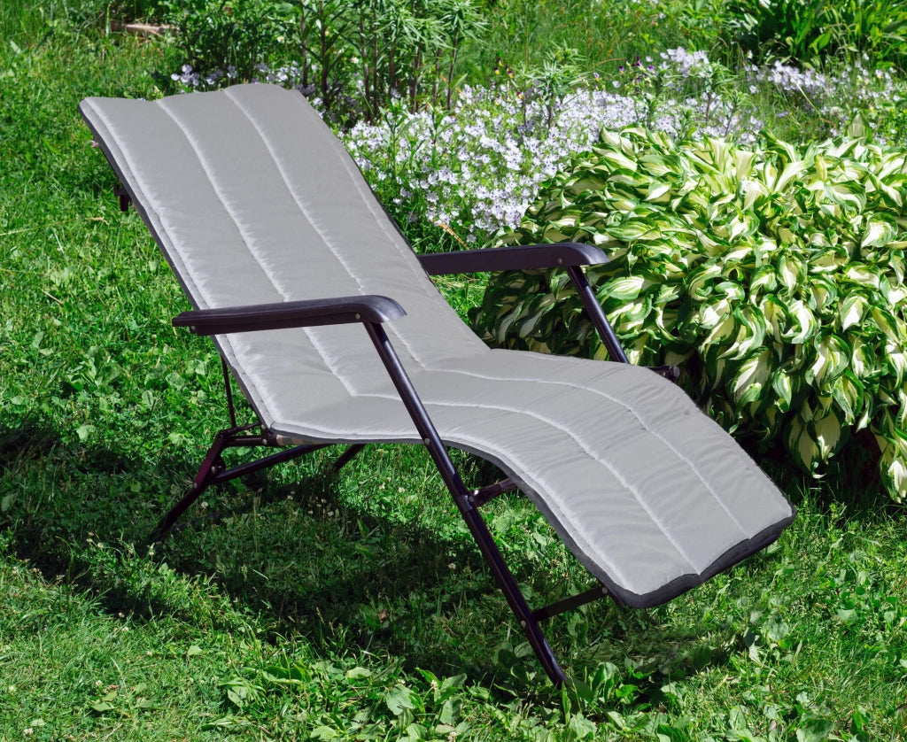 Cuscino per sdraio trapuntato in schiuma AIO FACTORY 165x50 cm, impermeabile, grigio scuro