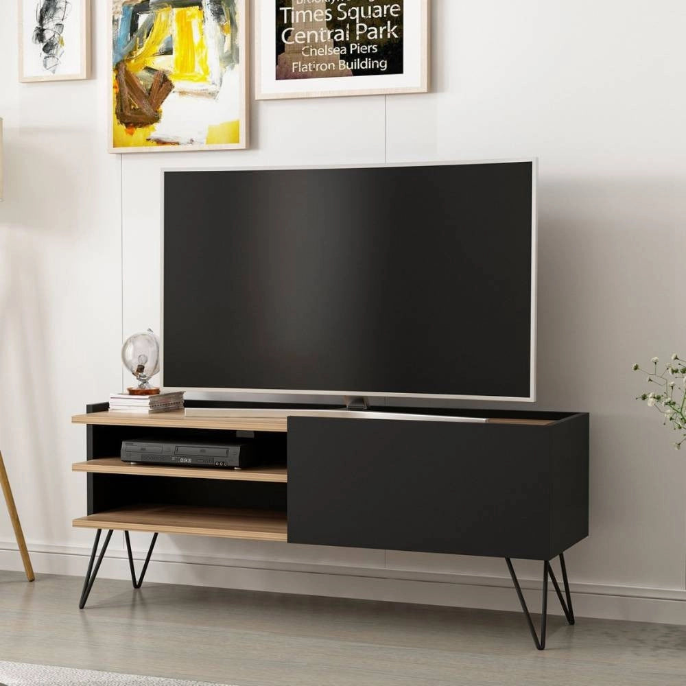 Mobile porta Tv con anta a ribalta Aral 124 colore nero e noce
