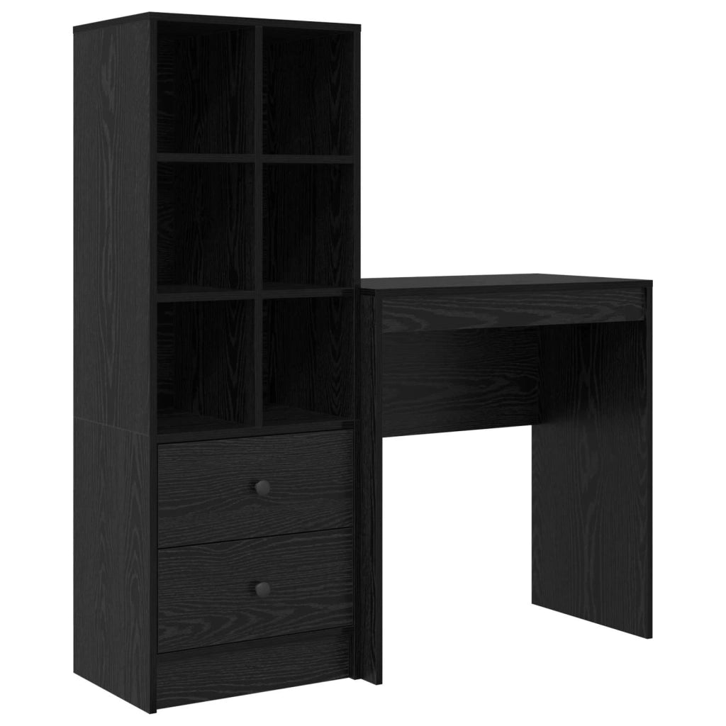 Scrivania con cassetto con lo scaffale 2 pcs Rovere Nero 3337306