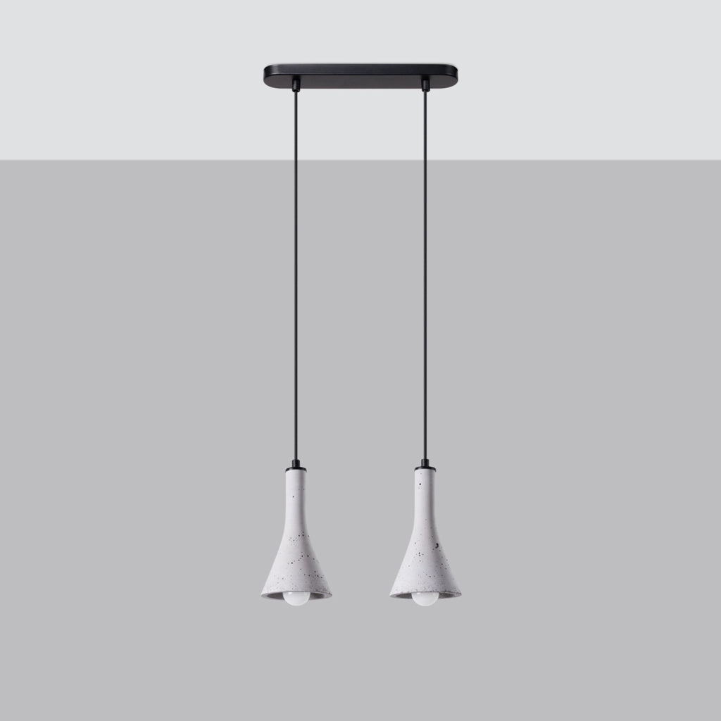 Lampada sospesa CALIDA cemento grigio doppia 2xE14 Pure Lume