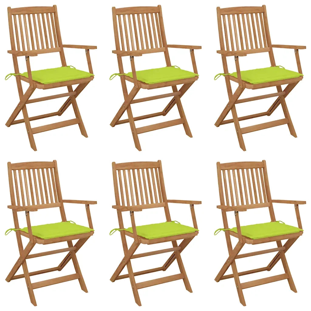 Sedie da Giardino Pieghevoli 6 pz con Cuscini Massello Acacia cod mxl 42261