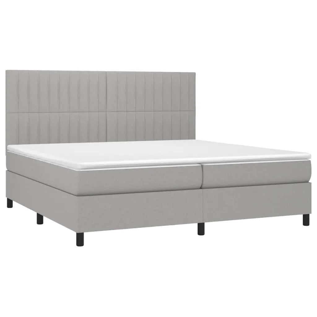 Letto a Molle Materasso e LED Grigio Chiaro 200x200 cm Tessuto 3135061