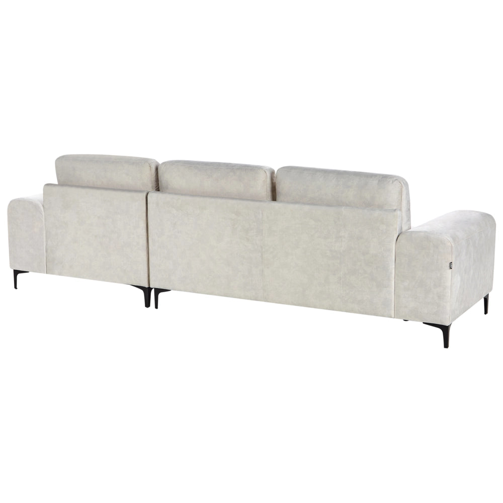 Divano angolare moderno a L con gambe in metallo e velluto Beige chiaro lato sinistro da soggiorno minimalista