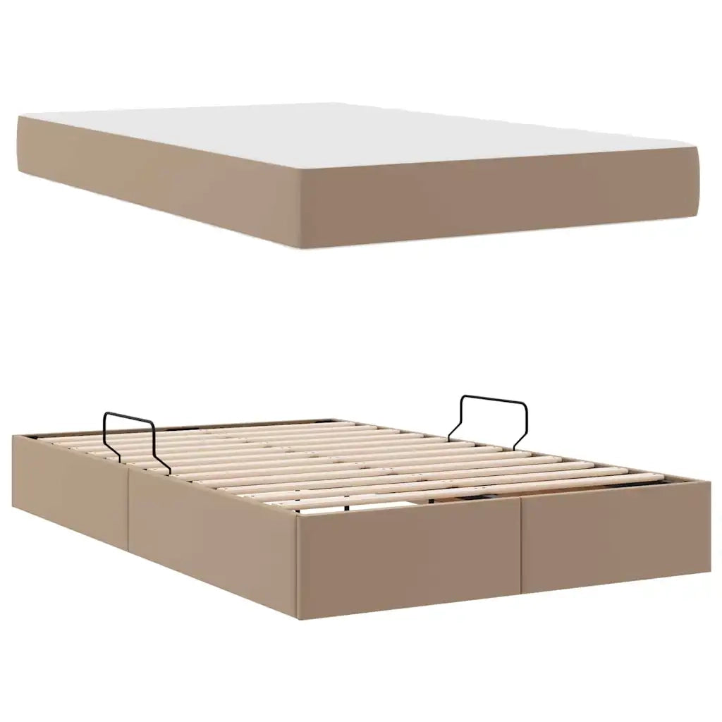 Letto con contenitore e materasso 2 pcs Cappuccino Pelle 3399607