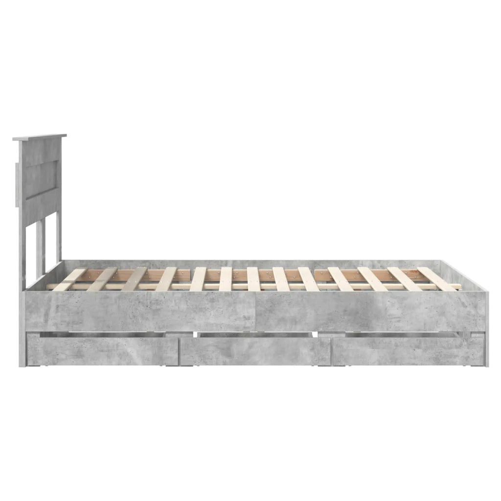 Struttura del letto con cassetto-Giroletto con contenitore-Rete del Letto Grigio cemento 135 x 190 cm 746246