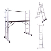 RIG 100 - Impalcatura Multifunzione Trabattello 3 in 1 H165,5 cm Scala in Alluminio con Ruot