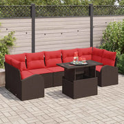 Set Divano da Giardino 8 pcs Marrone Rattan in Polipropilene