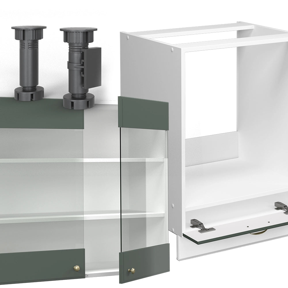 Vicco Cucina angolare completa Verde-oro Country House/Bianco 227 x 287 cm , PL Rovere