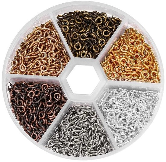Occhiali a Viti 600 Unità - Appuntatori per Occhi - Mini Viti a Orecchio - Viti per Occhi - Materiale Duraturo - Per Accessori e Pendenti