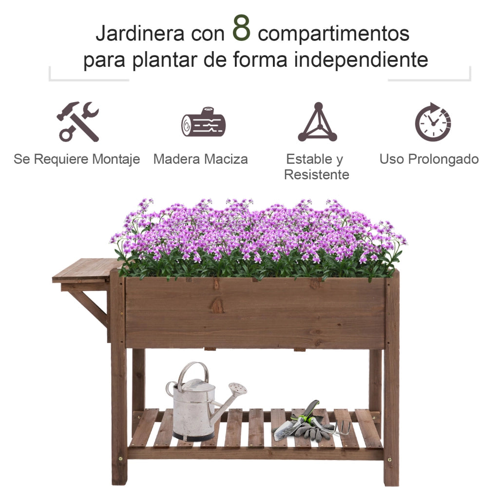 Tavolo da Orto con 8 Scomparti e Ripiani ¨C Zephmum ¨C 123x54x80 cm Marrone