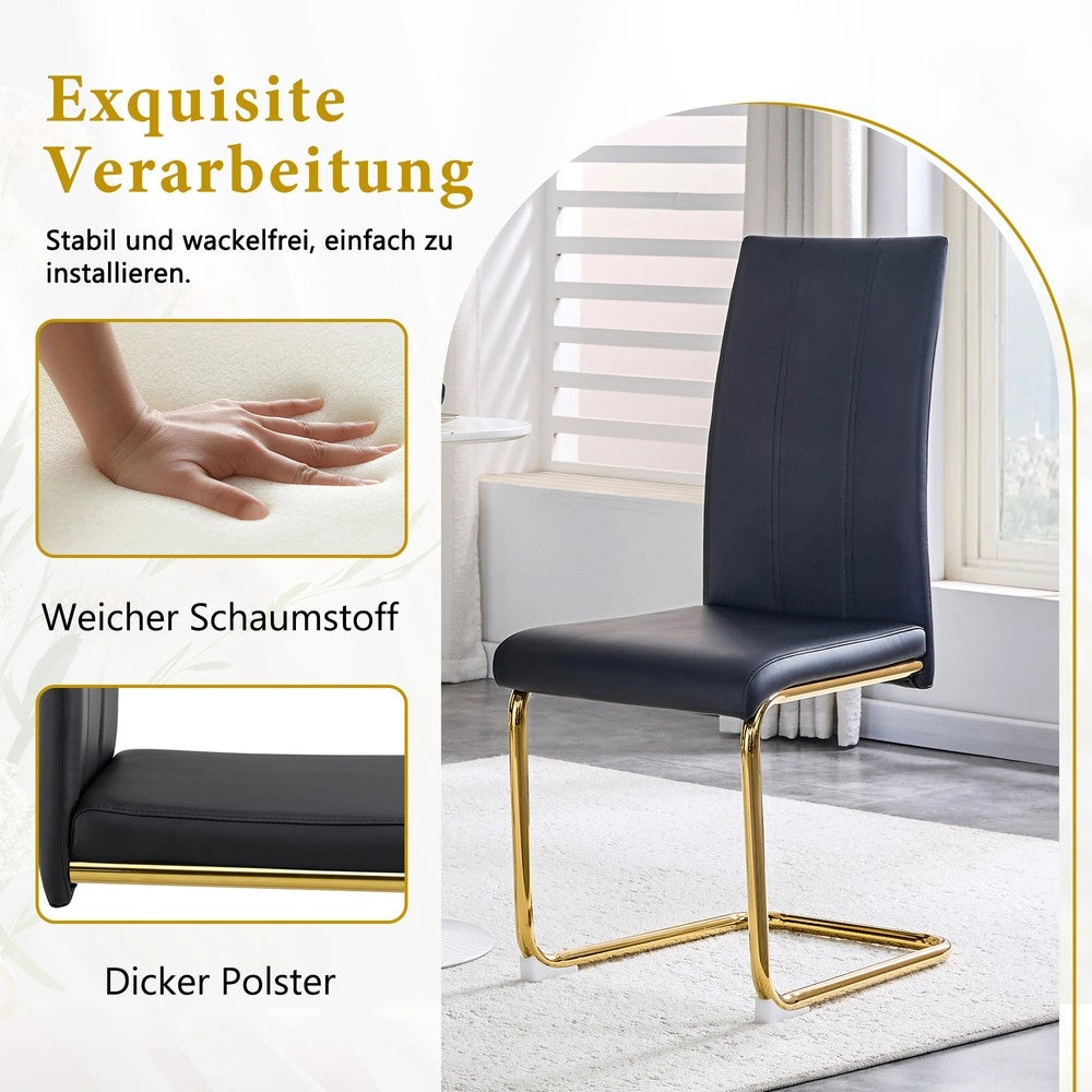 Sedia da pranzo design moderno ¨C Minimal ¨C nero similpelle gambe in metallo