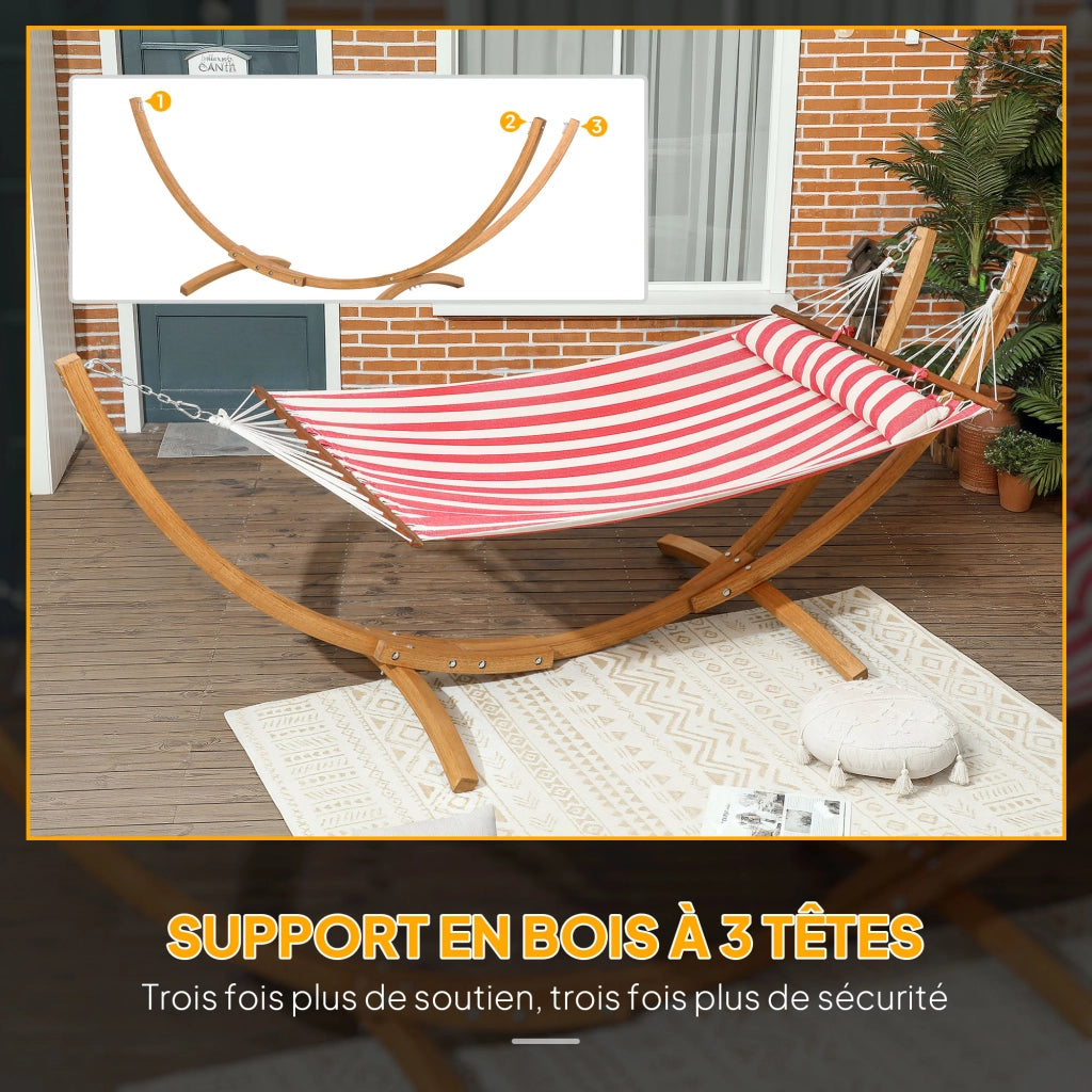 Amaca con supporto in legno e cuscino ¨C zephmum ¨C rosso e bianco 310x118x120cm
