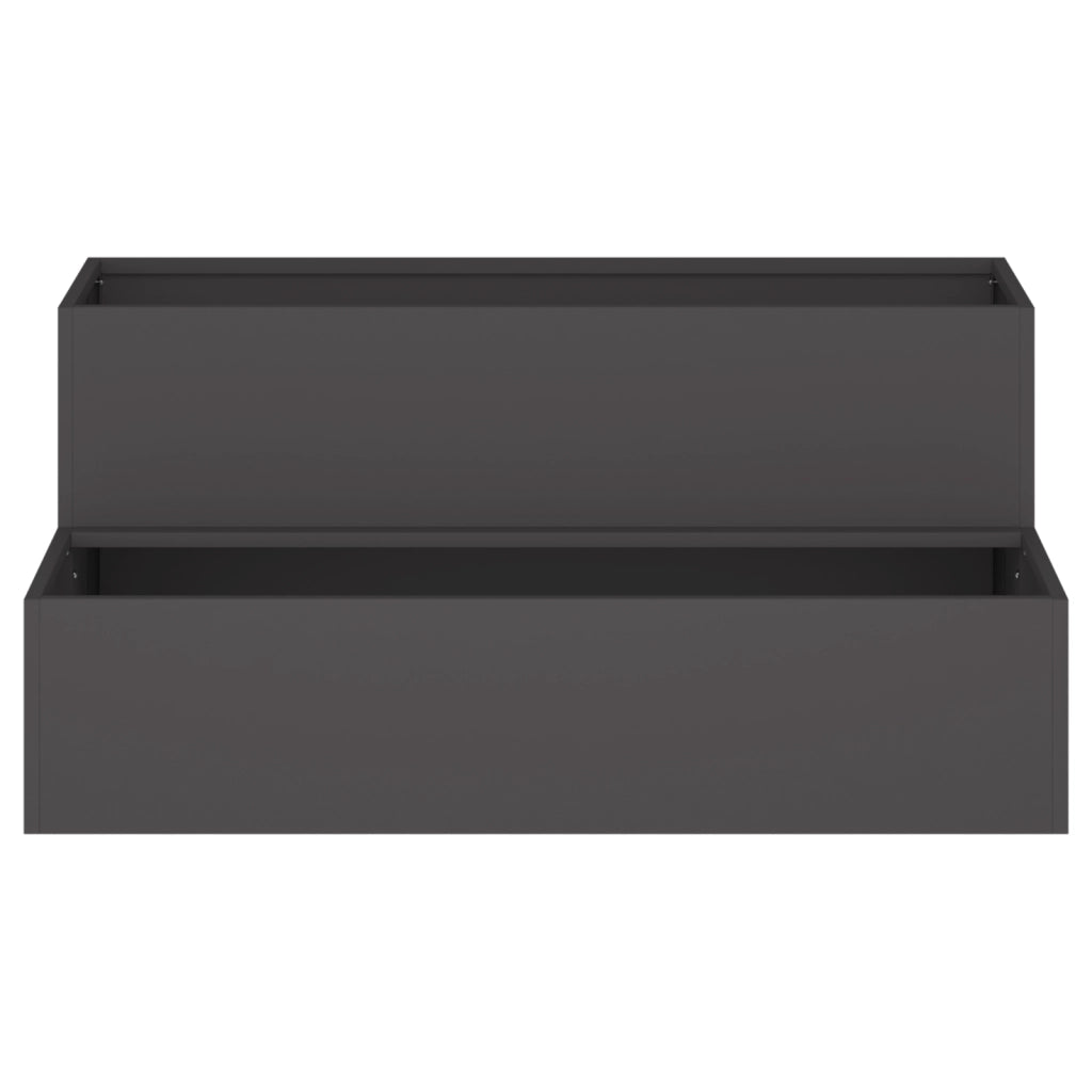 Fioriera da Giardino - Nera in Acciaio a 2 Livelli, 100x60x45 cm