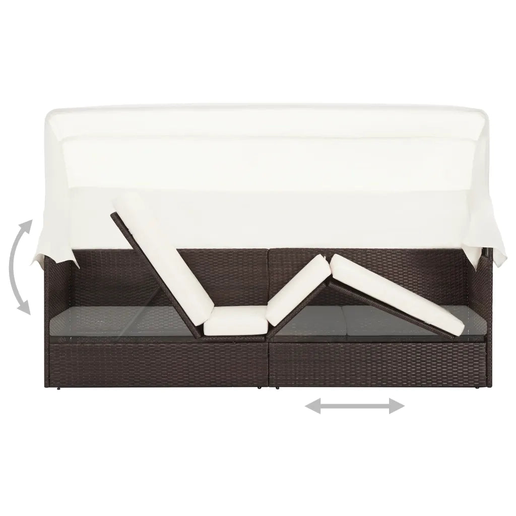 Divano da Giardino con Tettoia in Polyrattan Marrone 49394