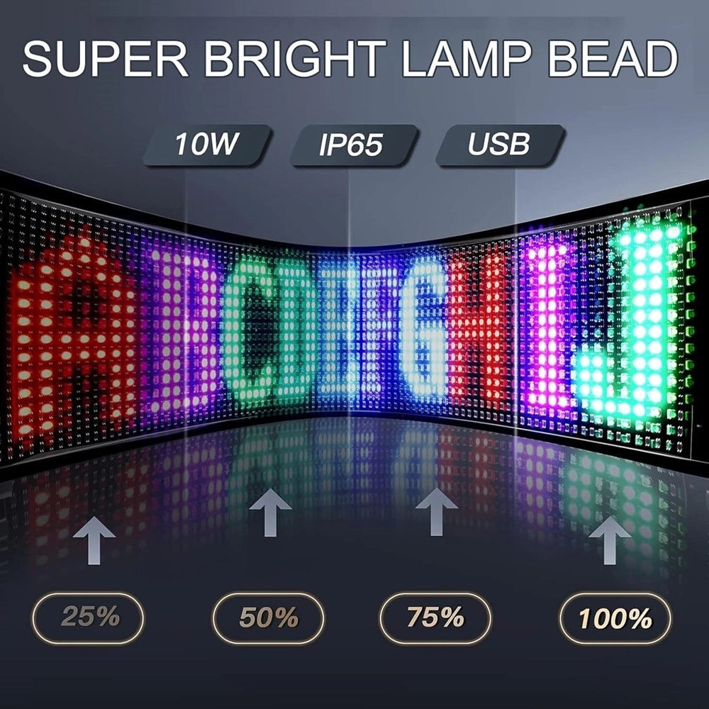Trade Shop - Insegna A Led Programmabile Controllo App Bluetooth A Scorrimento Usb Pieghevole Auto -