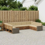 Set di divani da esterno con cuscino 9 pcs Naturale e Beige 3383851