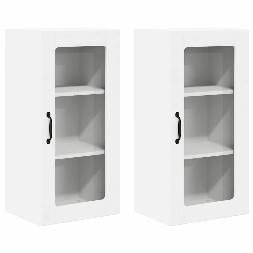 Mobile in vetro da parete PORTO 2 pcs Bianco 40 x 31 x 80 cm