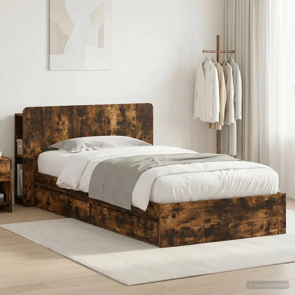 Telaio del letto con storage Rovere Fumo 100 x 200 cm 3433548