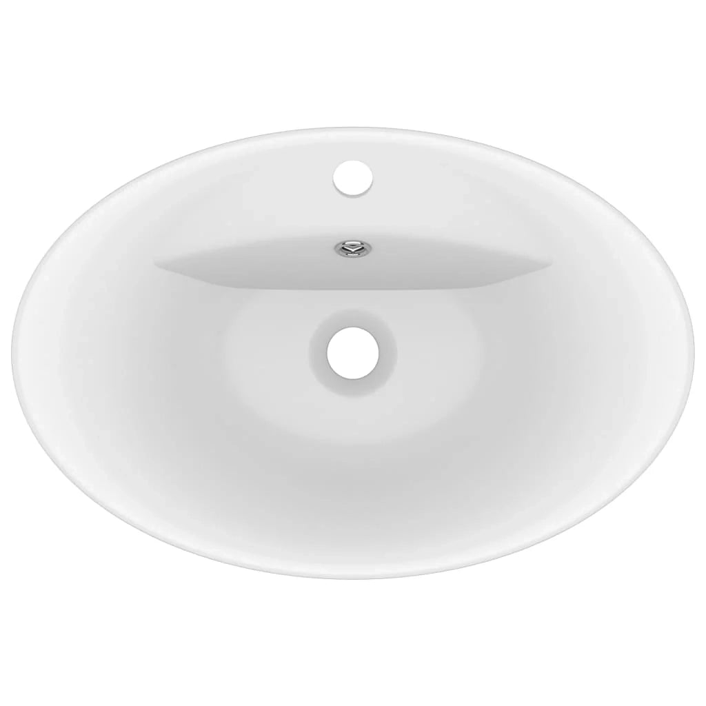 Lavabo ovale di lusso con troppopieno lavabo da appoggio lavabo da bagno arredamento per la casa 58,5 x 39 cm ceramica bianca opaca 02_0002674