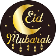 Etichette Decorative 120 pezzi - Etichette Autoadesive - Etichette per Ramadan - Etichette per Decorazione - Etichette Nere/Dorate - 5cm di diametro - Etichette per Feste