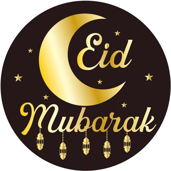Etichette Decorative 120 pezzi - Etichette Autoadesive - Etichette per Ramadan - Etichette per Decorazione - Etichette Nere/Dorate - 5cm di diametro - Etichette per Feste