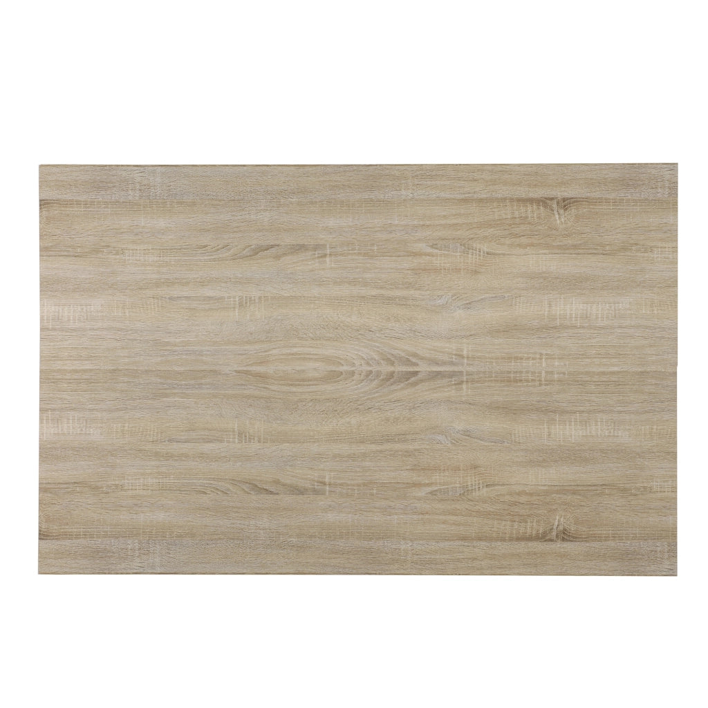 Set da Pranzo Tavolo Rettangolare con 6 Sedie Imbottite - Effetto Rovere Sbiancato/Grigio [en.casa]