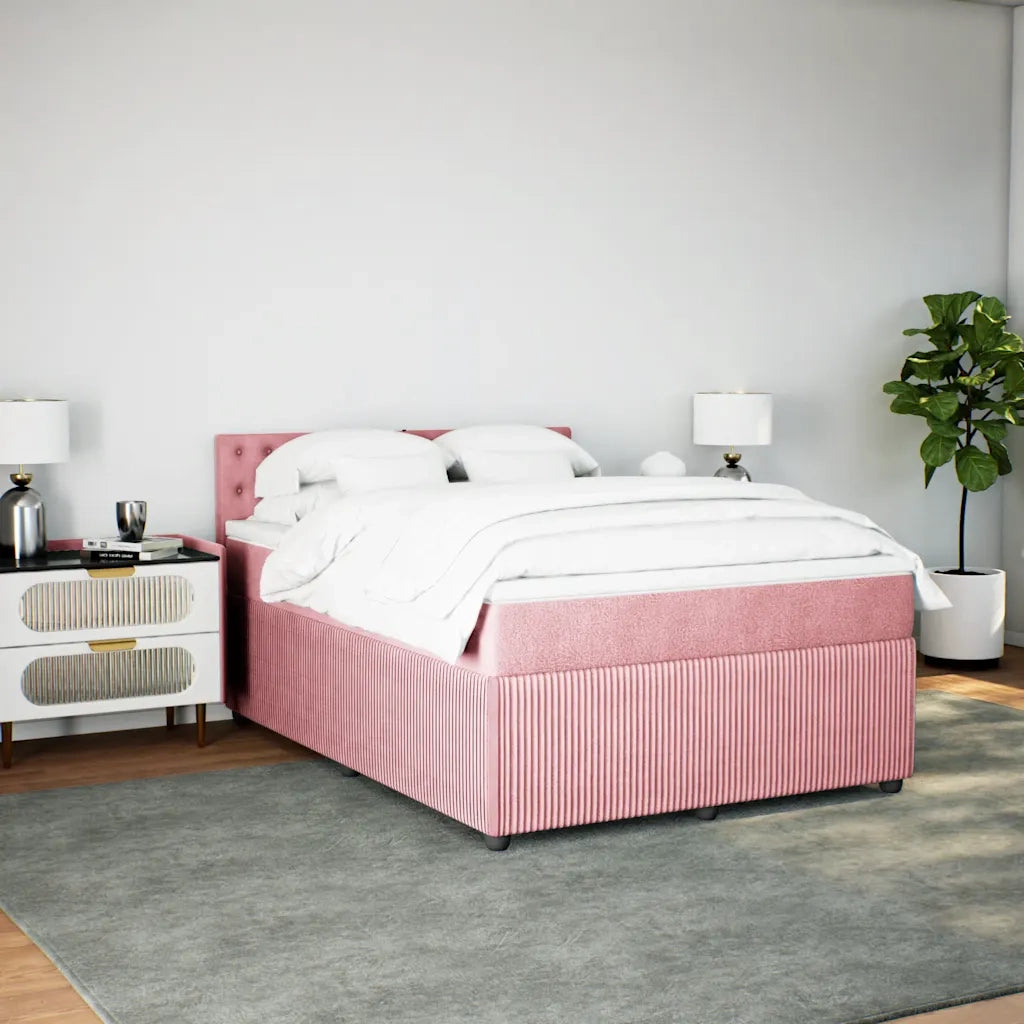 Giroletto a Molle con Materasso Rosa 140x200 cm in Velluto 3287775