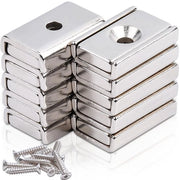 FPMYB 10 pezzi magneti forti 20 x 13,5 x 5 mm, magneti neodymium extra forti magneti neodymium con foro, magneti viti, magneti forti per cucine, bagni, uffici, scuole