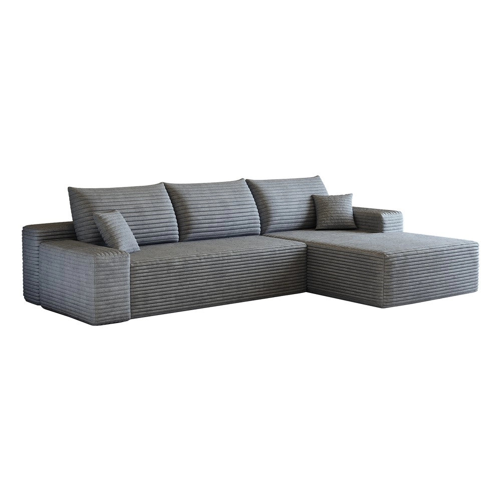 Divano angolare con Chaise Longue ¨C Minimal ¨C grigio tessuto imbottito 270cm