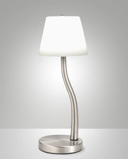 Lampada da Tavolo Ibla LED 9W 750lm 3000K, Dimmerabile al Tocco, Struttura in Metallo e Vetro Soffiato, Colore Nichel satinato - Ibla