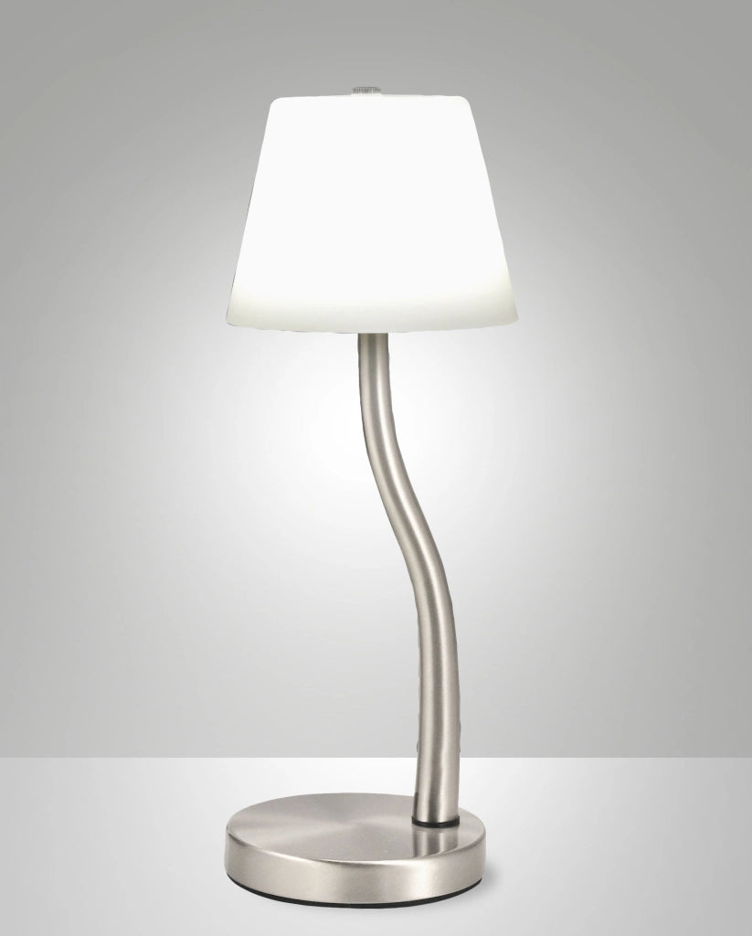 Lampada da Tavolo Ibla LED 9W 750lm 3000K, Dimmerabile al Tocco, Struttura in Metallo e Vetro Soffiato, Colore Nichel satinato - Ibla