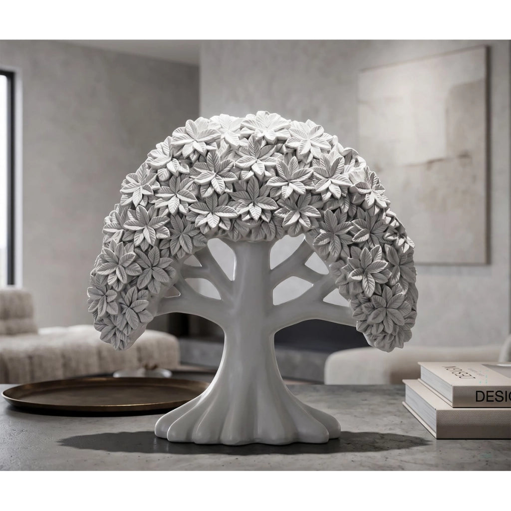 Scultura decorativa Albero in poliresina bianca