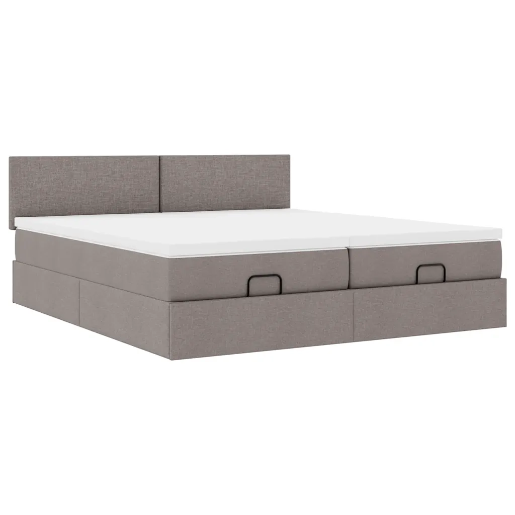 Struttura Letto Pouf con Materassi Tortora 160x200cm in Tessuto