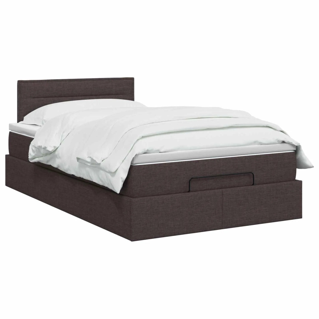 Letto Ottomano con Materasso e LED Marrone Scuro 120 x 190 cm 3457975