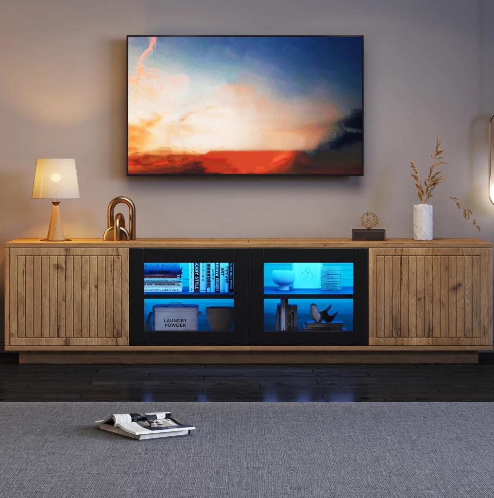 Mobile TV 180 cm con LED app e ante in vetro