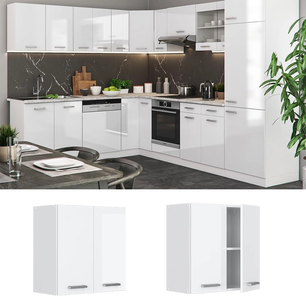 Pensile da cucina R-Line, Bianco lucido, 60 cm, per la libera combinazione all'interno di sistemi cucina modulari