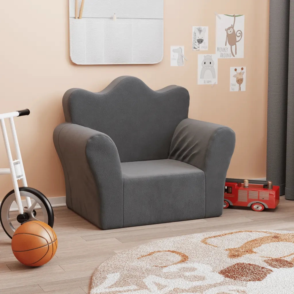 Divano per Bambini-Sofa-Divanetto Antracite in Morbido Peluche 304914