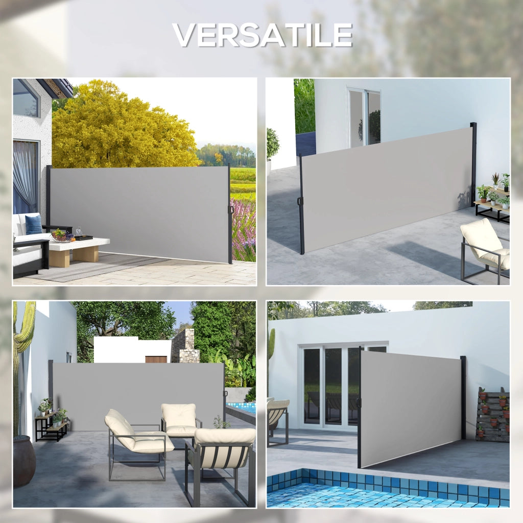 Tenda Laterale Retrattile da Giardino ¨C Xylo ¨C Grigio Chiaro 400x160 cm Alluminio Poliestere