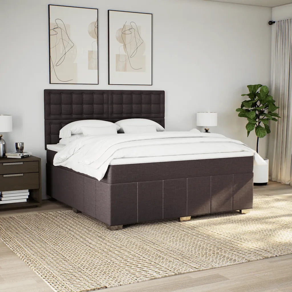 Giroletto a Molle con Materasso Marrone Scuro 180x200cm Tessuto 3294064