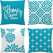 Set di Copricuscini morbidi da 4 - Blu Turquesa - 45x45 cm - Moderno e Decorativo