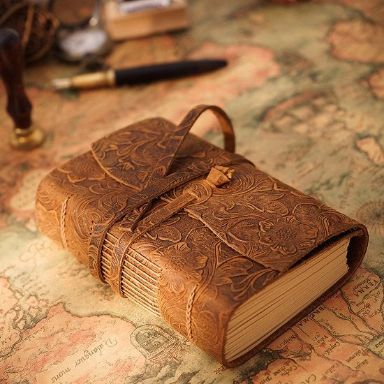 Zaknotitieboek in stile vintage, non regolato, con copertina in pelle lavorata a mano, facile da trasportare, adatto per uomini, donne e come regalo da viaggio.