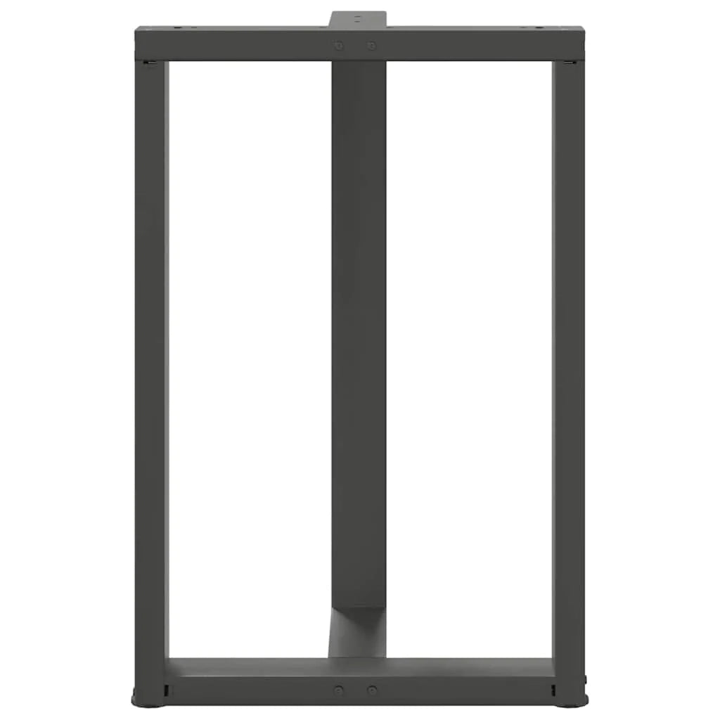 Set di 2 gambe per tavolo da bar a forma di T nere 60 x 35 x 90 cm con piedini regolabili design moderno in acciaio antracite 02_0057347