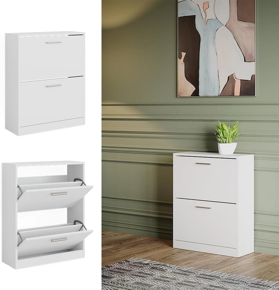 Armadio per le scarpe Gizmo, Bianco, 59 x 72.5 cm 2 scomparti, per la conservazione delle scarpe e combinabile con i mobili Gizmo