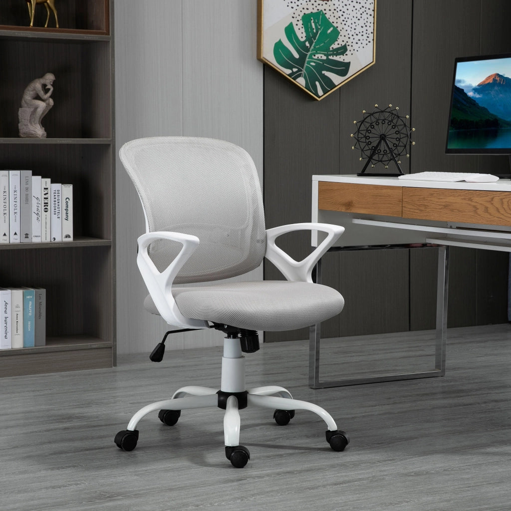 Sedia da Ufficio Girevole in Tessuto e Rete Grigio ¨C Zephmum ¨C Grigio