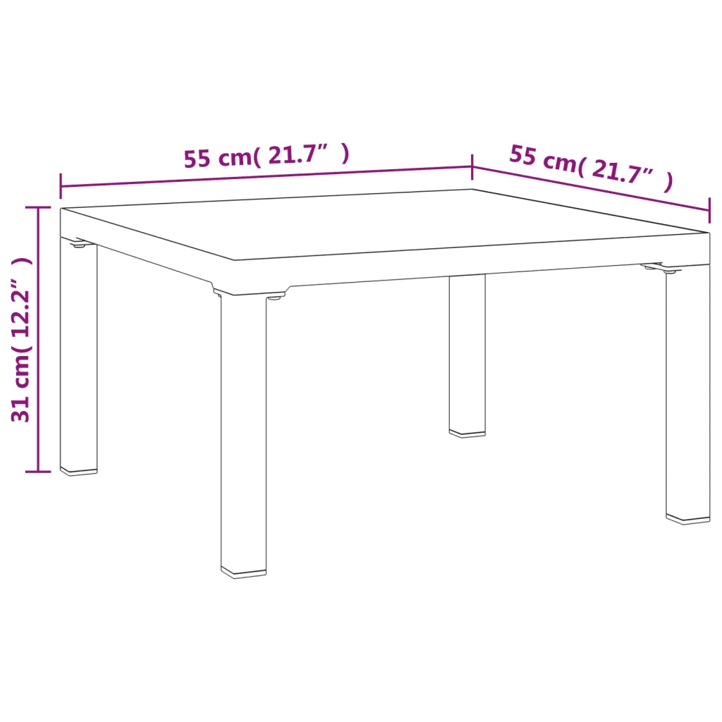 Tavolino da Giardino-Tavolo da Esterno-Tavolino da Patio Grigio 55x55x31 cm DPC e Acciaio